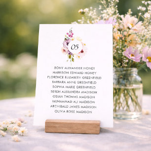 Floral Wedding Seating Chart Table Sign Invitation