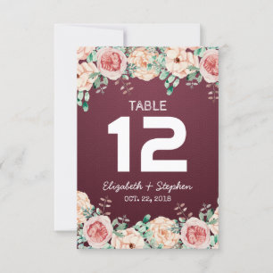 Floral Wedding Seating Place Table Number / Escort
