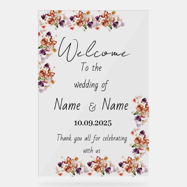 Floral wedding sign  (Front)