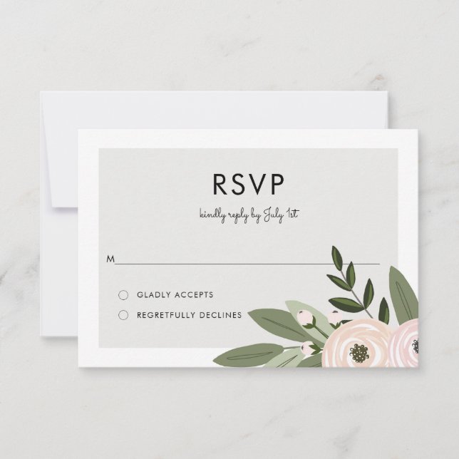 Floral Wedding Sprigs RSVP Card (Front)