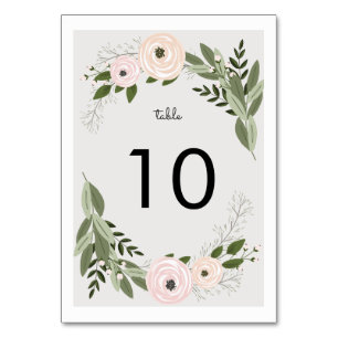 Floral Wedding Sprigs Table Number
