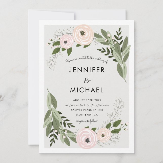 Floral Wedding Sprigs - Wedding Invite (Front)
