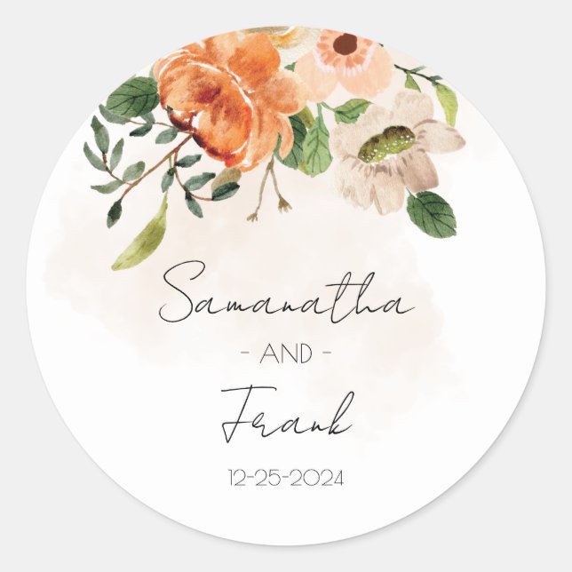 Floral Wedding Sticker (Front)