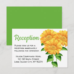 Floral Wedding Sunflowers Reception Green Invitation
