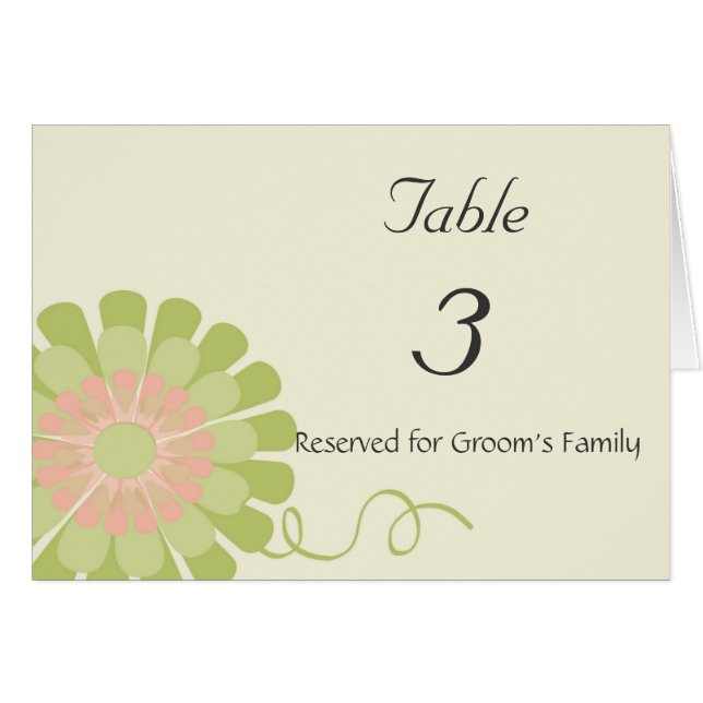 Floral Wedding Table Number Card (Front Horizontal)
