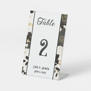 Floral Wedding Table Number Card Pedestal Sign