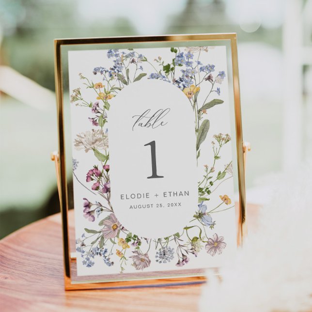 Floral Wedding Table Number Card Wildflower Boho (Creator Uploaded)