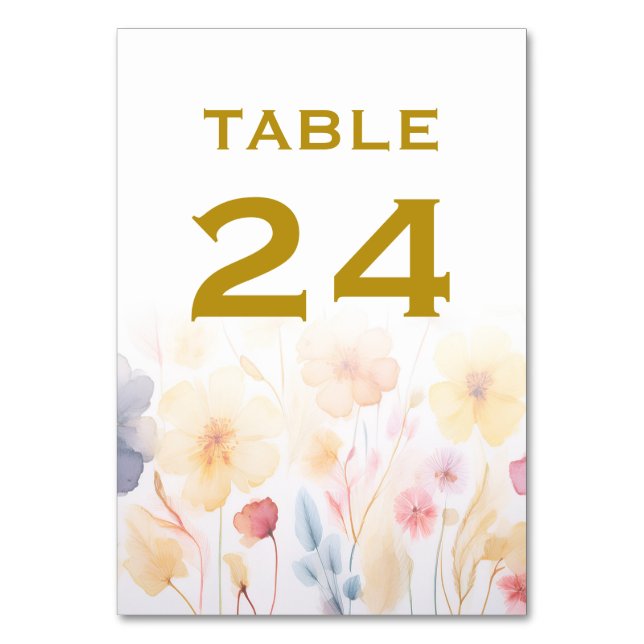 Floral Wedding Table Number Cards (Front)