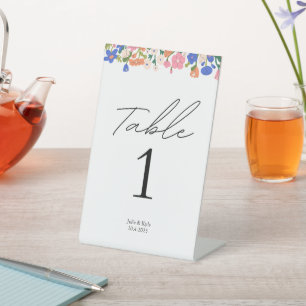 Floral Wedding Table Number Sign #1