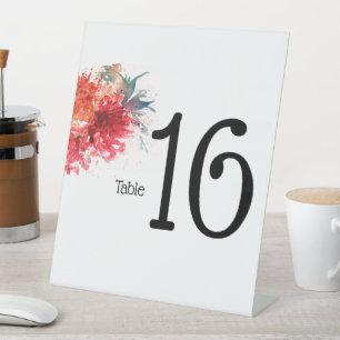 Floral Wedding Table Numbers - Acrylic  Pedestal Sign