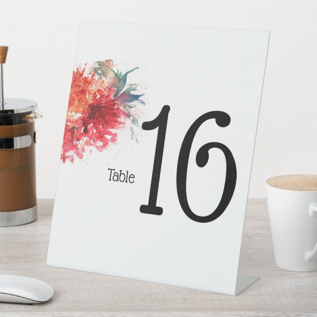 Floral Wedding Table Numbers - Acrylic  Pedestal Sign (In SItu)