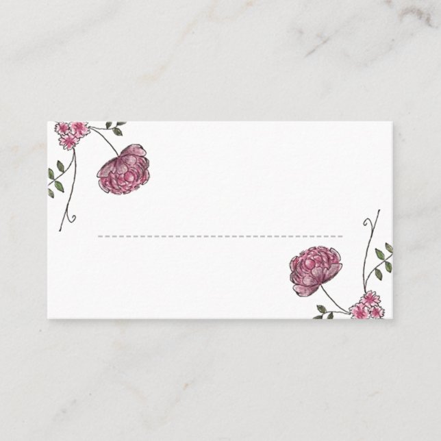 Floral wedding table place cards (Front)