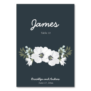 Floral Wedding Table Place Cards With Flowers