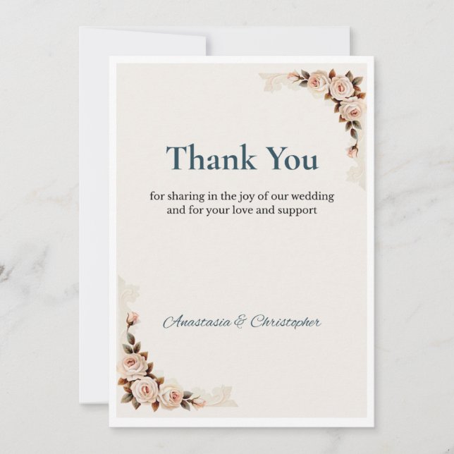 Floral Wedding Thank You Card (Front)