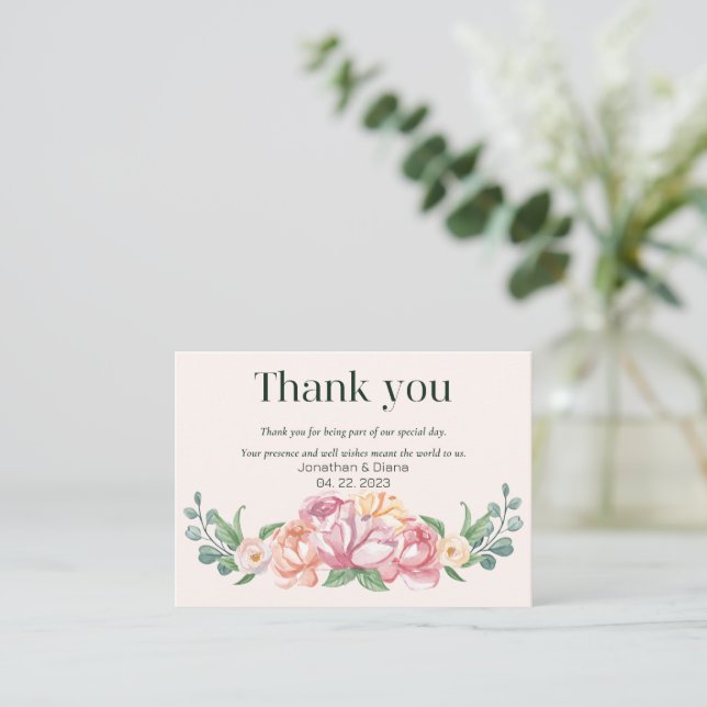 Floral Wedding Thank You Card  (Standing Front)