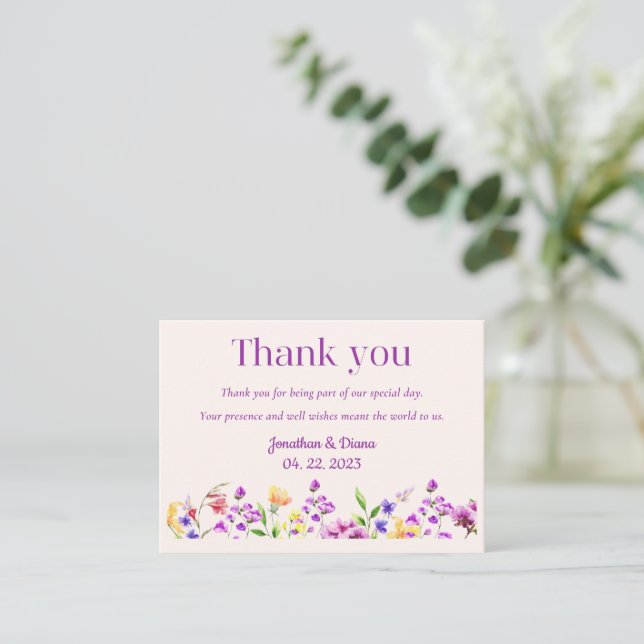 Floral Wedding Thank You Card  (Standing Front)