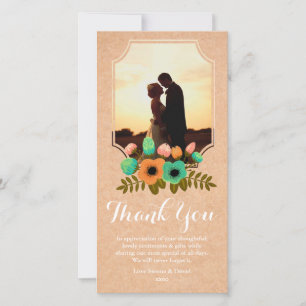 Floral Wedding Thank You Flowers Photo Card