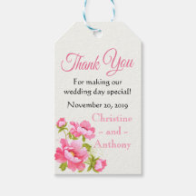 Floral Wedding Thank You Pink Peony Flowers