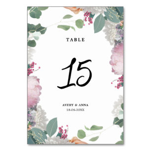 Floral Wedding Theme Table Number