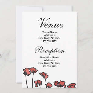 Floral Wedding Venue Enclosure Red & Pink Poppies Invitation