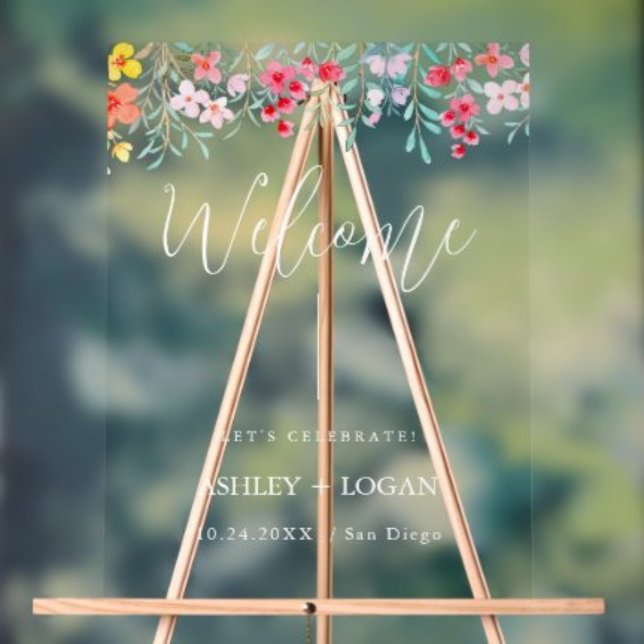 Floral Wedding Welcome acrylic Sign (Creator Uploaded)