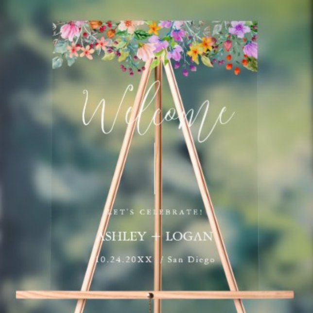 Floral Wedding Welcome acrylic Sign (Creator Uploaded)
