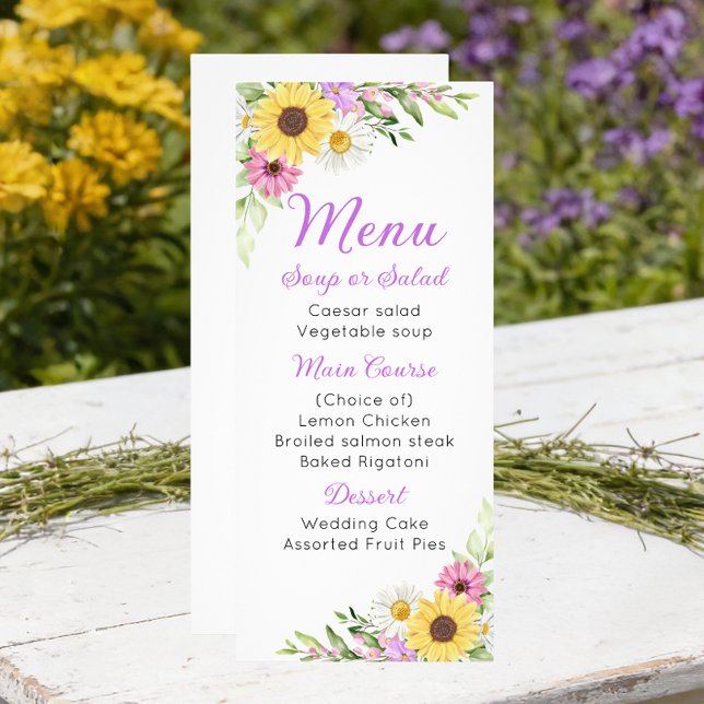 Floral Wedding Wildflower Sunflower Daisy Menu (Creator Uploaded)
