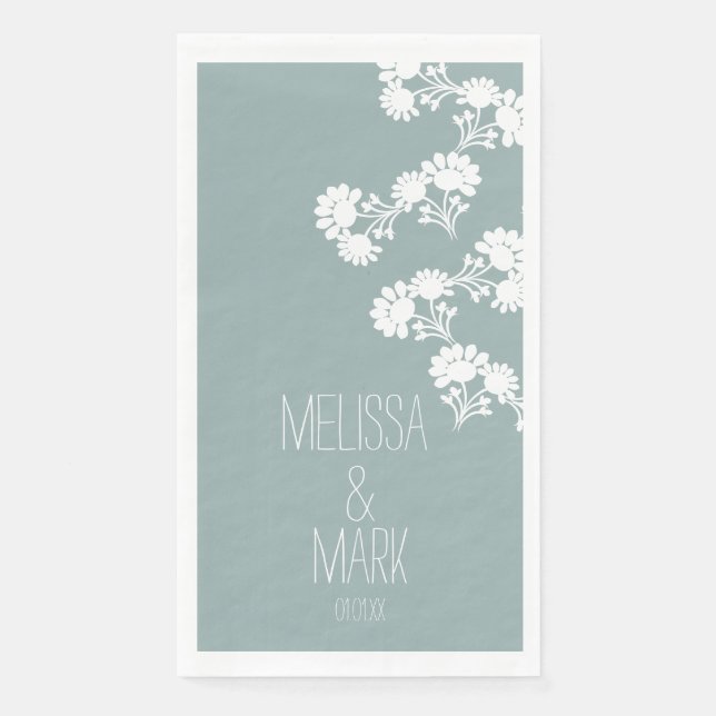  Floral Wedding Wreath Border Name   Napkin (Front)