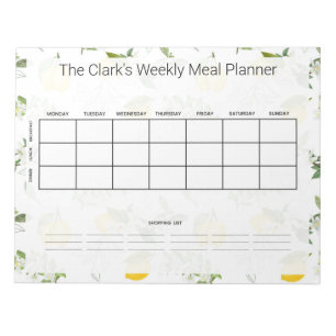Floral Weekly Meal Planner Custom Notepad