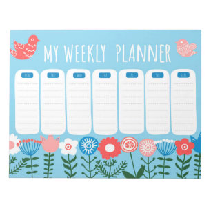 Floral Weekly Planner Notepad