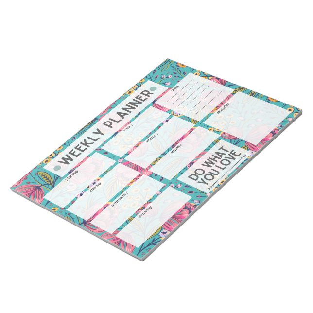 Floral Weekly Planner Notepad (Angled)