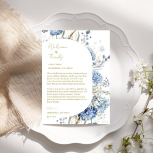Floral welcome and thank you wedding guest table card