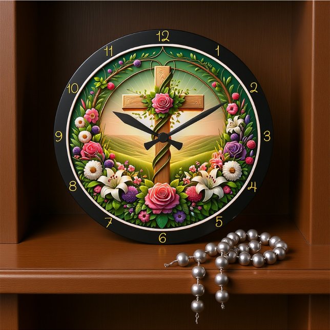 Floral Welcome Cross Garden Clock (Creator Uploaded)