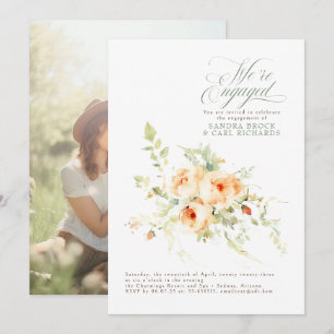 Floral We're Engaged Engagement Party Photo Invitation