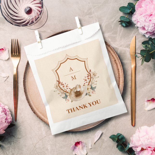 Floral Western Crest Monogram Wedding  Favour Bags (Creator Uploaded)