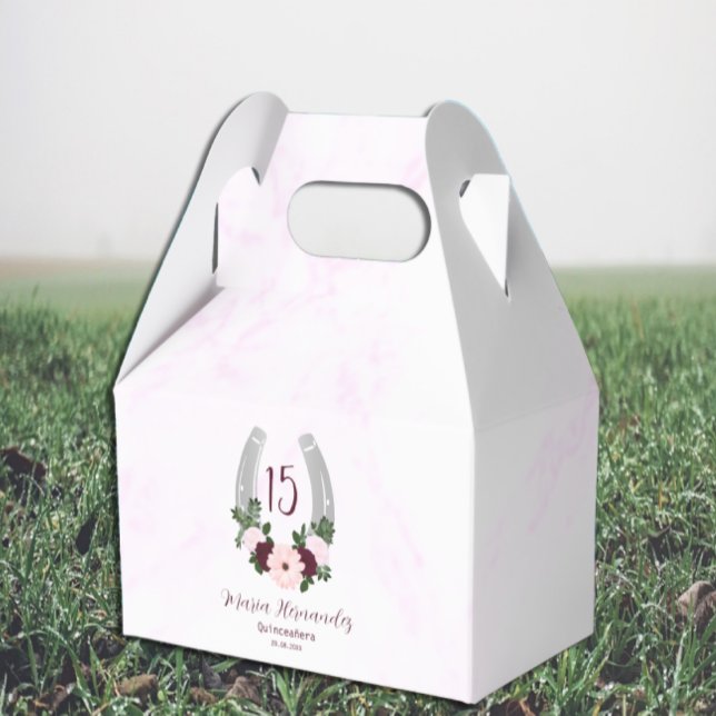 Floral Western Horseshoe Quinceanera Favour Box (Creator Uploaded)