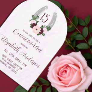 Floral Western Horseshoe Quinceanera Invitation