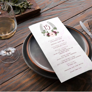 Floral Western Horseshoe Quinceanera Menu