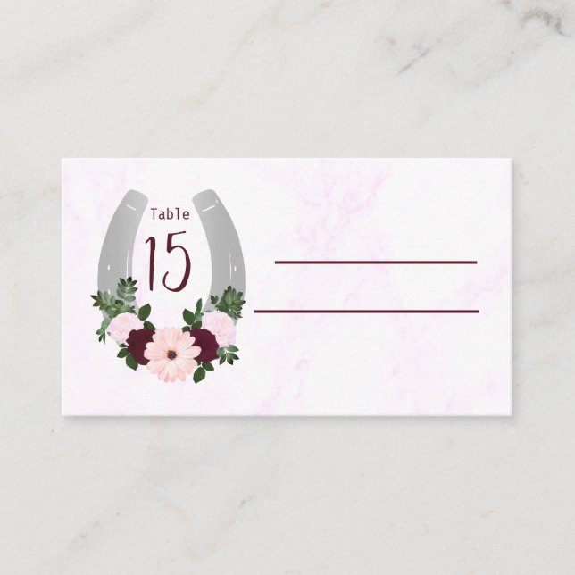 Floral Western Horseshoe Quinceanera Place Card (Front)