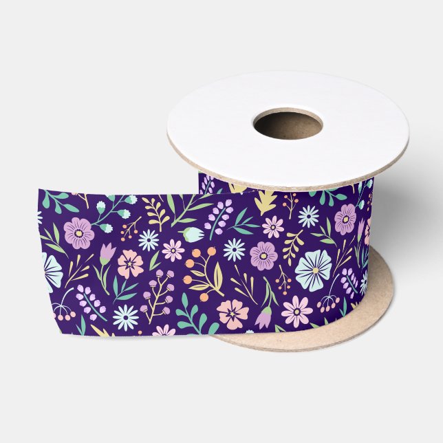 Floral Whimsical Boho Pattern Satin Ribbon (Spool)