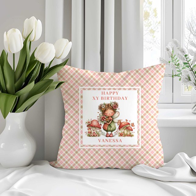 Floral Whimsical Fairy 6th Birthday Throw Pillow (Floral Whimsical Fairy 6th Birthday Throw Pillow)