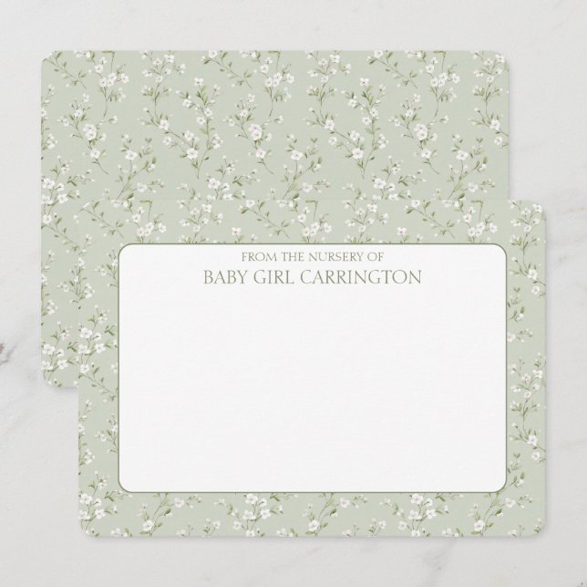 Floral Whimsical Vintage Personalized  Card (Front/Back)