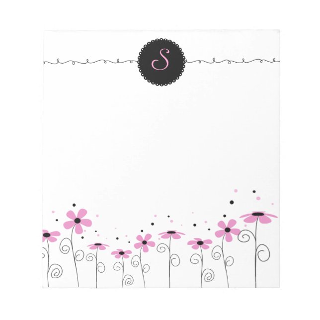 Floral Whimsy Customised Monogram Notepad (Front)