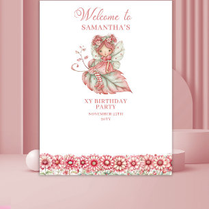 Floral Whimsy Fairy Pink 2nd Birthday Backdrop Tapestry