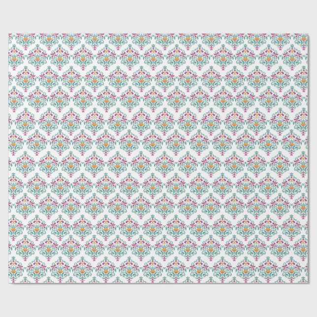 Floral Whimsy Modern Damask Delight. Wrapping Paper (Flat)