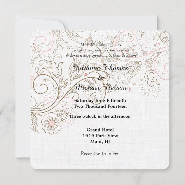 Floral Whimsy Wedding Invitation (Front)