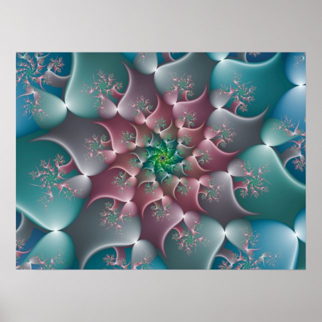Floral Whirlpool Fractal Poster (Front)