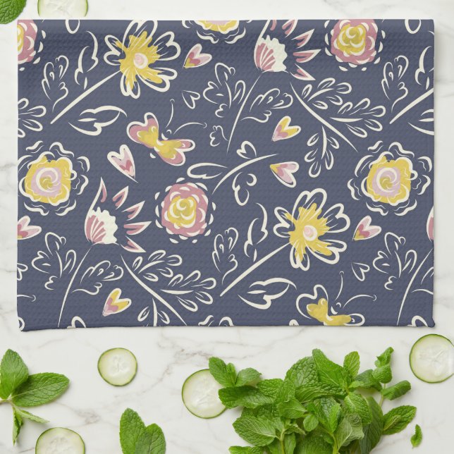 Floral Whirlwind  Tea Towel (Folded)