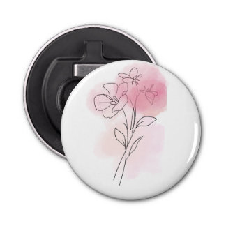 Floral Whisper – Minimalist Line Art Button Bottle Opener