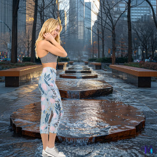 Floral Whispers: Delicate Pastel Botanical Pattern Capri Leggings